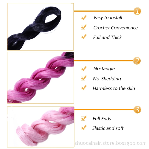 613 Loose Deep Curl Wave Crochet Braid Hair 20" 100g Synthetic Twist Hair Bulk Blue Purple Pink Braiding Hair extensions